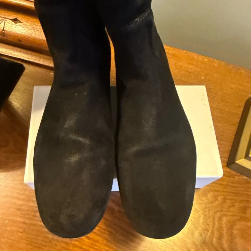 Tory Burch Irene Black Suede Leather Riding Boots Size 5 MSRP $495